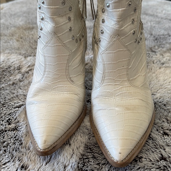 Sam Edelman Iris 2 Studded Western Boots White Croc Embossed Leather Women’s 10 - Picture 13 of 14